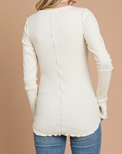 Load image into Gallery viewer, Ivory Crew Neck Ruffle Edge Top - Plus Sizes