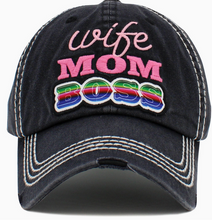 Load image into Gallery viewer, "Wife-Mom-Boss" Distressed Hat