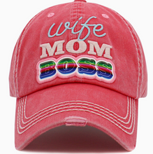 Load image into Gallery viewer, "Wife-Mom-Boss" Distressed Hat