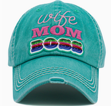 Load image into Gallery viewer, "Wife-Mom-Boss" Distressed Hat