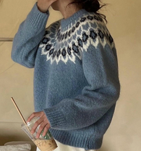 Load image into Gallery viewer, Blue Fair Isle Knitted Sweater