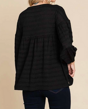 Load image into Gallery viewer, Black Peasant Top with Tie