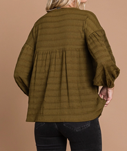 Load image into Gallery viewer, Olive Peasant Top with Tie