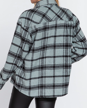Load image into Gallery viewer, Wool Blend Plaid Jacket - Dusty Green and Black