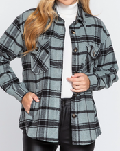 Load image into Gallery viewer, Wool Blend Plaid Jacket - Dusty Green and Black