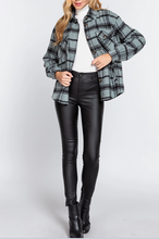 Load image into Gallery viewer, Wool Blend Plaid Jacket - Dusty Green and Black