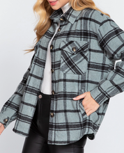 Load image into Gallery viewer, Wool Blend Plaid Jacket - Dusty Green and Black