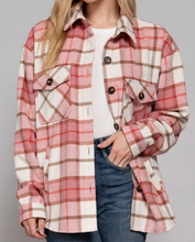 Load image into Gallery viewer, Wool Blend Plaid Jacket - Pink and Khaki