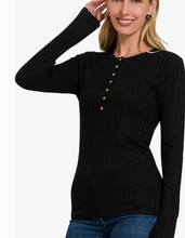 Load image into Gallery viewer, Ribbed Henley Top - Choose Color