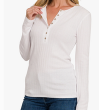 Load image into Gallery viewer, Ribbed Henley Top - Choose Color