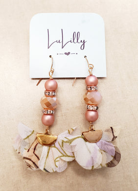 Fabric Floral Drop Earrings