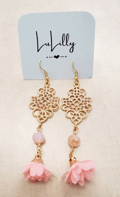 Pink Floral Drop Earrings