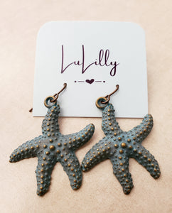 Teal Starfish Earrings