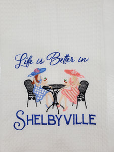 Dresses Hats and Shelbyville Embroidered Tea Towels - Choose Colors