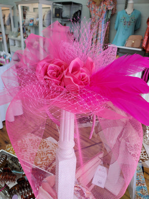 Bright Pink Floral Flair Fascinator