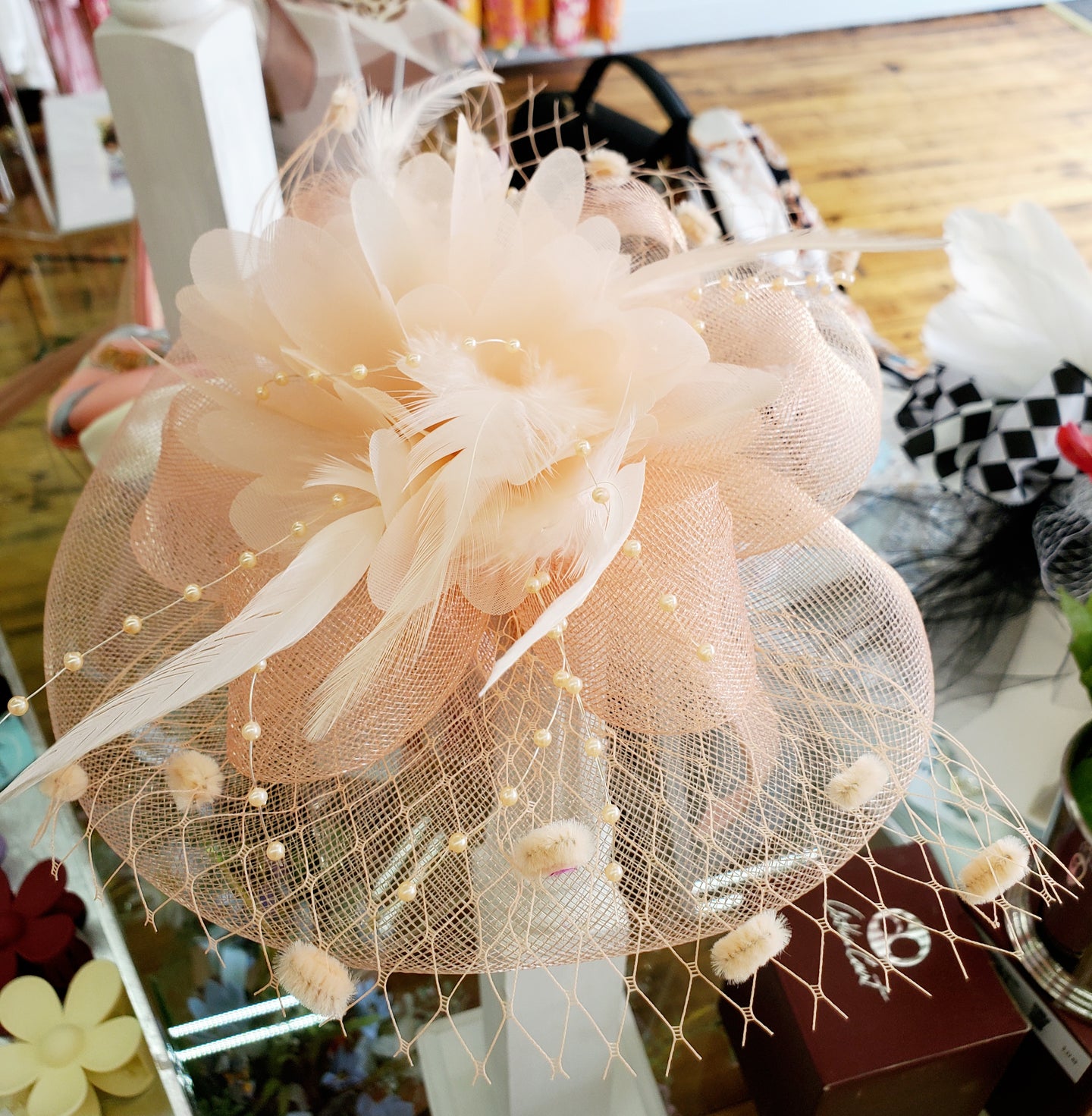 Peach Fascinator