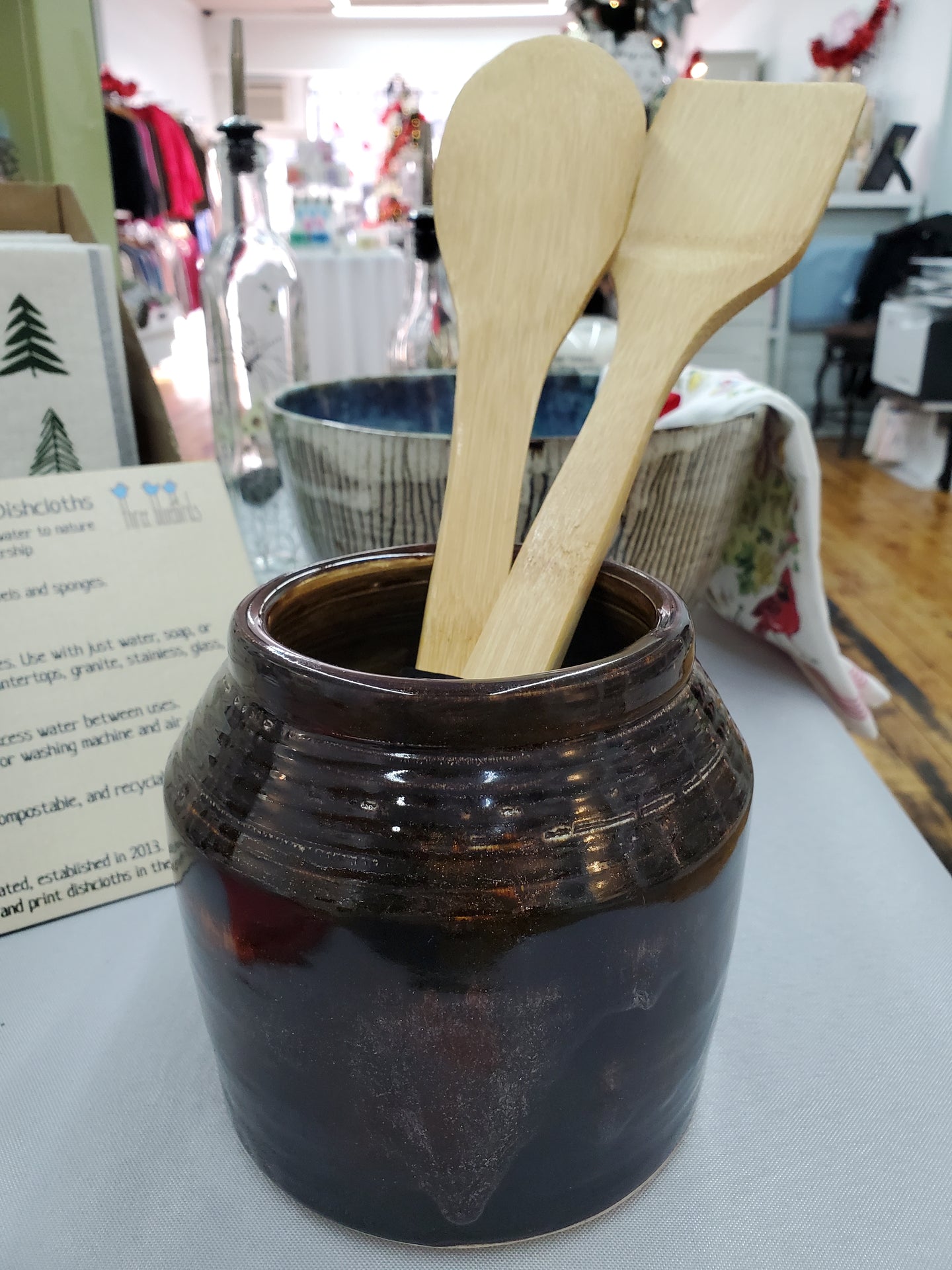 Handmade Brown Utensil Holder / Crock