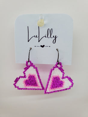 Pink White Heart Earrings by LuLilly