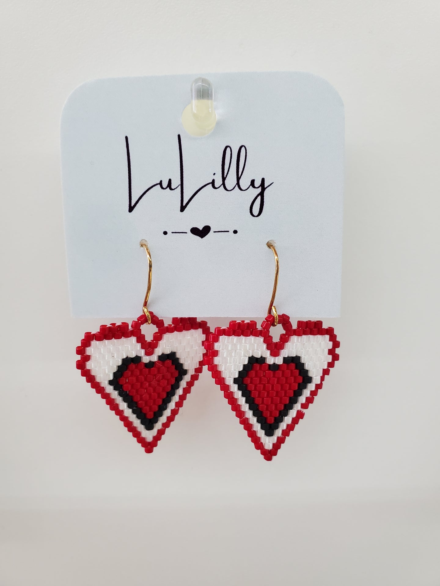 Red White Heart Earrings by LuLilly