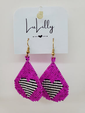 Pink Drop Heart Earrings by LuLilly