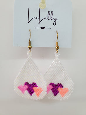 White w/ Heart Trio Earrings by LuLilly