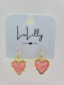 Charm Gold Heart Earrings - Choose Colors