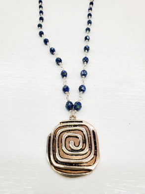 Silver Swirl Beaded Necklace