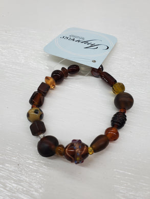 Brown Mix of Glass Beads Bracelet