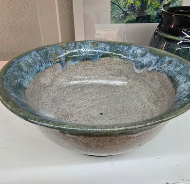 Grey Green and Blue Handmade Pottery Bowl