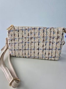 Multi Compartment Crossbody - Beige Sparkle Tweed