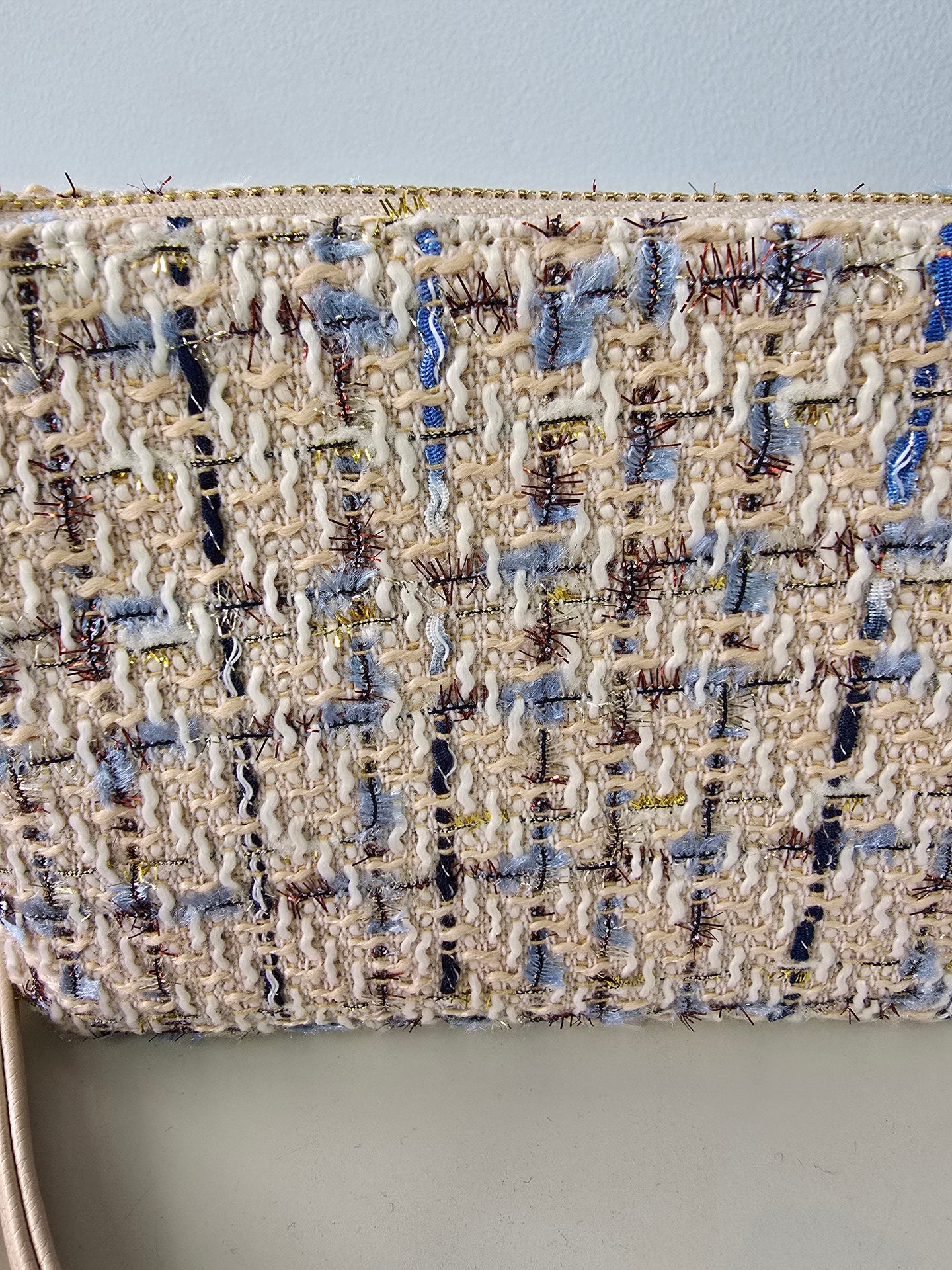 Multi Compartment Crossbody - Beige Sparkle Tweed