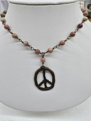 Peace Accented Beaded Necklace