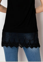 Load image into Gallery viewer, Black Tank Top with Lace Trimming