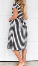 Load image into Gallery viewer, Charcoal Striped Pocket Dress