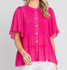 Flare Sleeve Button Down Top