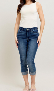 Judy Blue Mid Rise Skinny Capri Blue Jeans