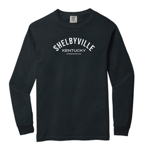 "Shelbyville, KY" Vintage Wash Long Curved Design - Choose Color