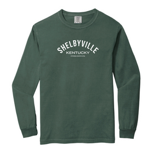 "Shelbyville, KY" Vintage Wash Long Curved Design - Choose Color