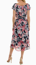 Load image into Gallery viewer, Navy Pink Floral Midi Dress
