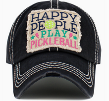 Load image into Gallery viewer, Happy People Play Pickleball Distressed Hat - Choose Color