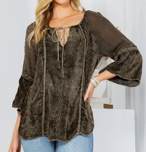 Bohemian Velvet Peasant Tiop