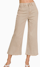 Load image into Gallery viewer, Acid Washed Frayed Hem Ankle Wide Jeans - AshMocha
