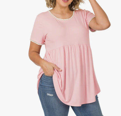 Pink Babydoll Top - PLUS SIZES