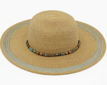 Load image into Gallery viewer, Beaded Band Summer Straw Sun Hat