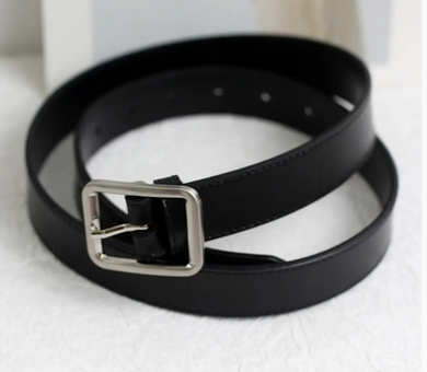 Classic Leather Belt w/ Square Buckle