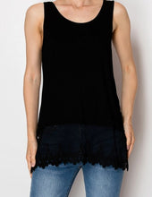 Load image into Gallery viewer, Black Tank Top with Lace Trimming