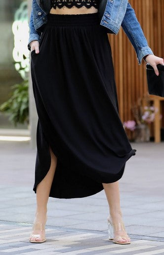 Side Slit Maxi Skirt with Pockets