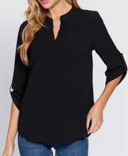 Load image into Gallery viewer, 3/4 Sleeve V-Neck Textured Blouse - Choose Color