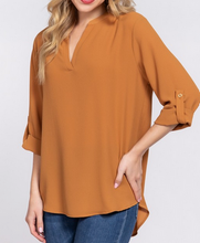 Load image into Gallery viewer, 3/4 Sleeve V-Neck Textured Blouse - Choose Color