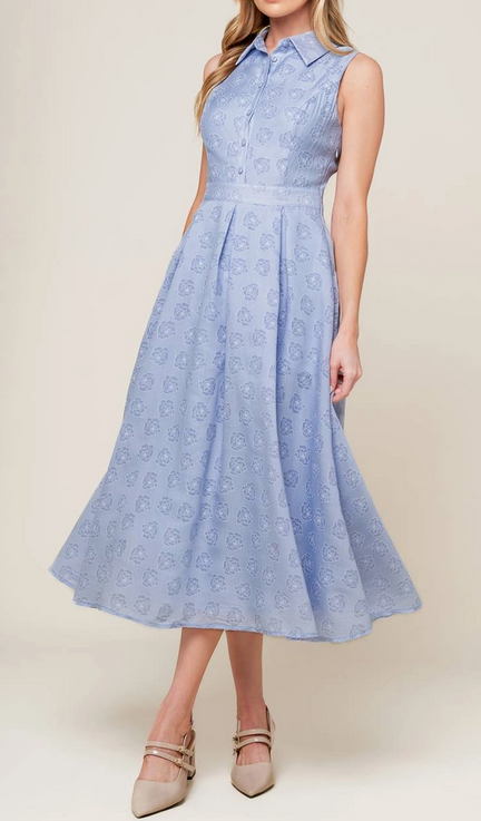 Collared Button Down Sleeveless Dress